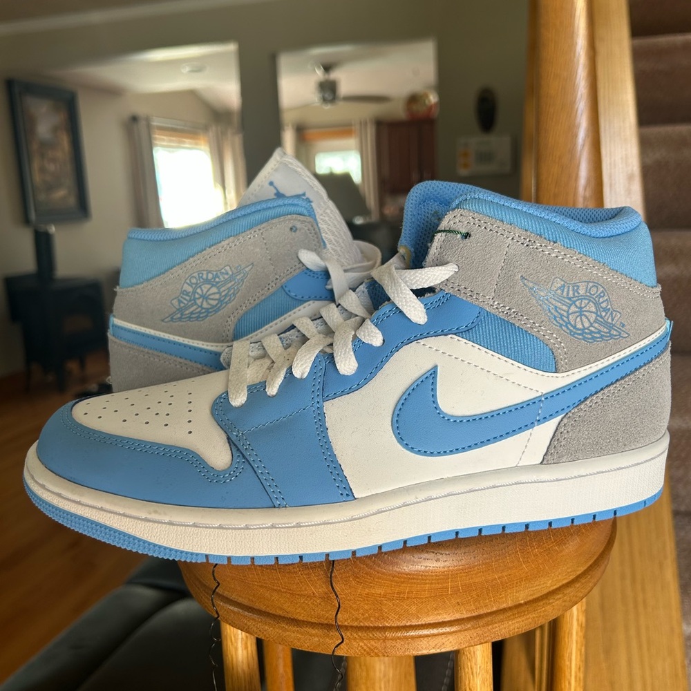 Jordans Blue and White Sneakers